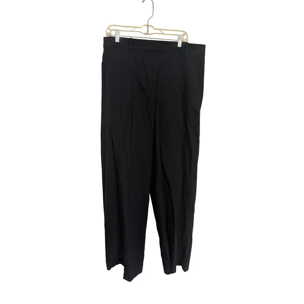 J. Crew Remy Wide Leg Pants 14T Navy Linen Cotton High Rise Classic Office